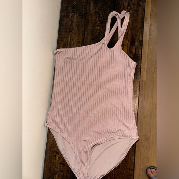 Aerie Ribbed Shine Asymmetrical One Piece Swimsuit XL - Picture 3 of 7